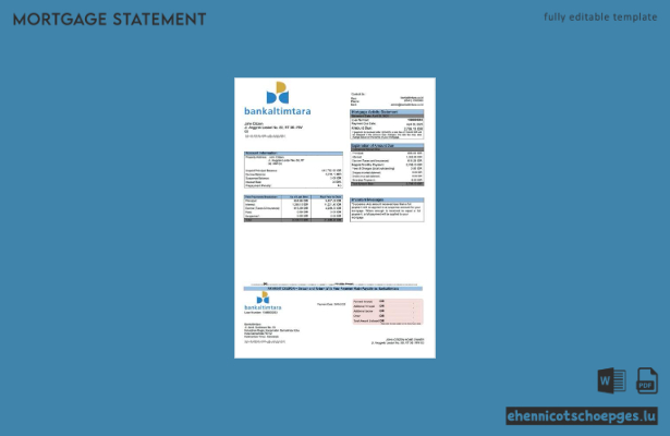 Beispiel eines Hypothekenauszugs der indonesischen Bank (Bankaltimtara) als Word- und PDF-Datei (Vorschau)